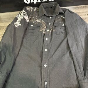 Men's Black Casual Button Down Shirt